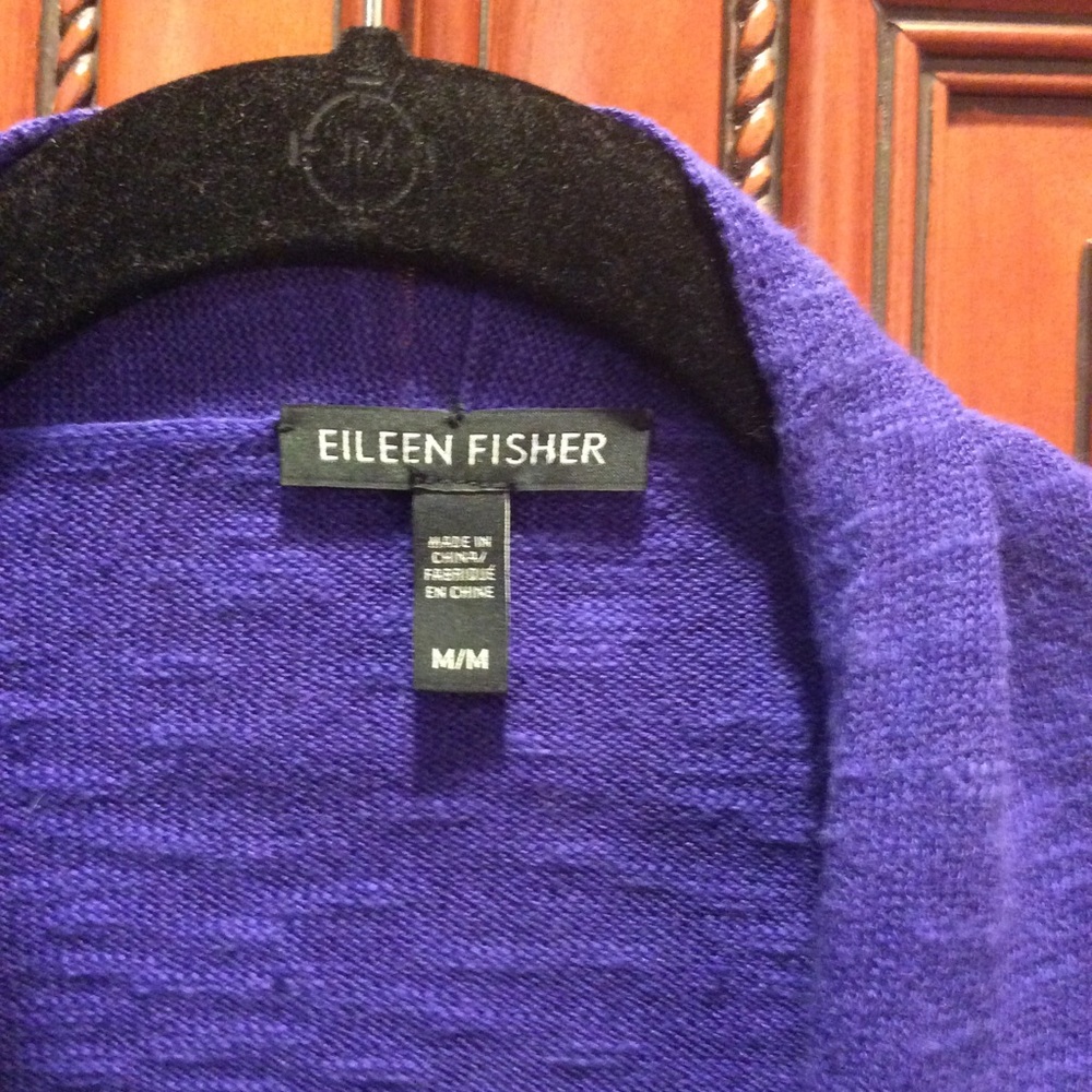 Eileen Fisher Open Cardigan Sz M Blue Purple